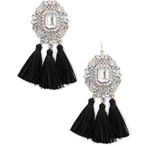 BRAND NEW Tassel Cluster Gem Drop Earrings - Picture 3 of 3